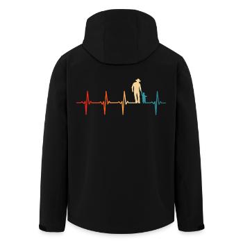 Vater mit Sohn retro papa und sohn - Recycelte Männer Softshell-Jacke von Stanley/Stella - Schwarz - Hinten - AI Model Male 185 light (185cm)