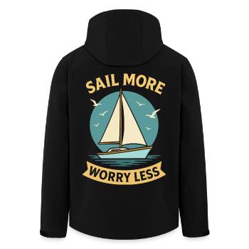 Sail More Worry Less Kapitän Segelboot Nautisch - Recycelte Männer Softshell-Jacke von Stanley/Stella - Schwarz - Hinten - AI Model Male 185 light (185cm)