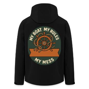 Mein Boot Meine Regeln Nautisch Vintage Segeln - Recycelte Männer Softshell-Jacke von Stanley/Stella - Schwarz - Hinten - AI Model Male 185 light (185cm)