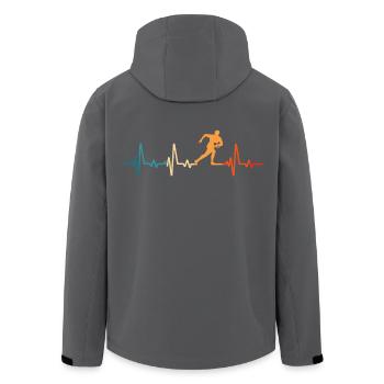 Rugby Heartbeat Retro Rugby Player - Men’s Recycled Softshell Jacket by Stanley/Stella - black - Back - AI Model Male 185 light (185cm)