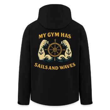 My gym has sails and waves captain - Men’s Recycled Softshell Jacket by Stanley/Stella - black - Back - AI Model Male 185 light (185cm)