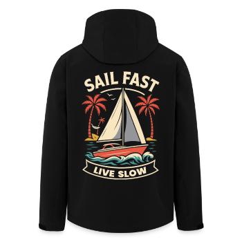 Naviguer Rapide Vivre Lent Capitaine Bateau Nautique Dicton - Veste softshell homme en polyester recyclé Stanley/Stella - noir - Dos - AI Model Male 185 light (185cm)
