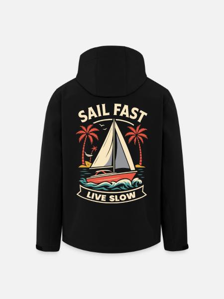 Sail Fast Live Slow Captain Boat Nautischer Spruch - Recycelte Männer Softshell-Jacke von Stanley/Stella - Schwarz