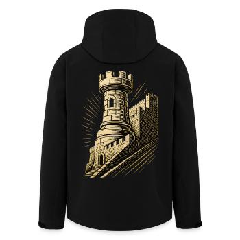 Joueur d’échecs Tour Pièces d’échecs Échiquier - Veste softshell homme en polyester recyclé Stanley/Stella - noir - Dos - AI Model Male 185 light (185cm)