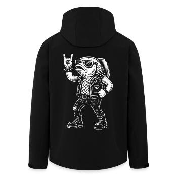 Rockmusik Humor Fisch Mit Heavy Metal Vibes - Recycelte Männer Softshell-Jacke von Stanley/Stella - Schwarz - Hinten - AI Model Male 185 light (185cm)