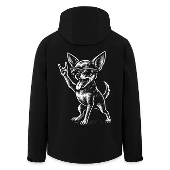 Rock Music, Chihuahua, Dog, Funny, Metal Vibes - Men’s Recycled Softshell Jacket by Stanley/Stella - black - Back - AI Model Male 185 light (185cm)