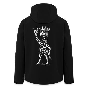 Rockmusik Lustige Giraffe Retro Heavy Metal - Recycelte Männer Softshell-Jacke von Stanley/Stella - Schwarz - Hinten - AI Model Male 185 light (185cm)