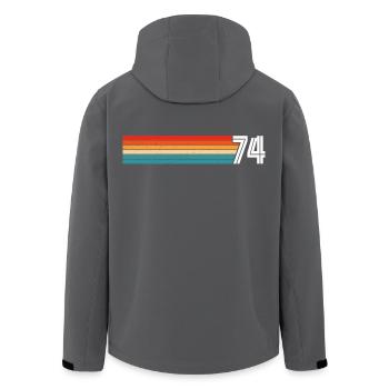 Retro 1974 t-shirt 74 vintage 1974 - Men’s Recycled Softshell Jacket by Stanley/Stella - black - Back - AI Model Male 185 light (185cm)