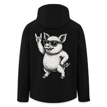 Funny Pig Rock Music Heavy Metal Vibes - Men’s Recycled Softshell Jacket by Stanley/Stella - black - Back - AI Model Male 185 light (185cm)