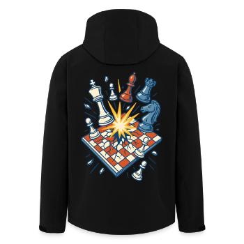 Chess Explosion Funny Chess Player Design - Men’s Recycled Softshell Jacket by Stanley/Stella - black - Back - AI Model Male 185 light (185cm)