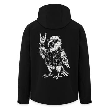 Rockmusik Lustiger Papagei Heavy Metal Vibes - Recycelte Männer Softshell-Jacke von Stanley/Stella - Schwarz - Hinten - AI Model Male 185 light (185cm)
