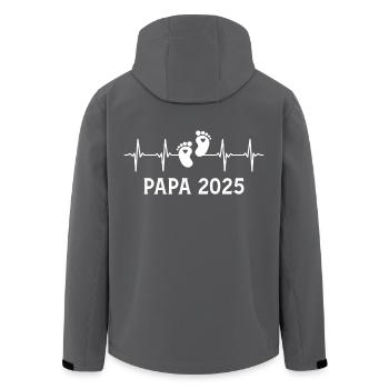 Papa 2025 Herzschlag werdende Vater Papa 2025 - Recycelte Männer Softshell-Jacke von Stanley/Stella - Schwarz - Hinten - AI Model Male 185 light (185cm)