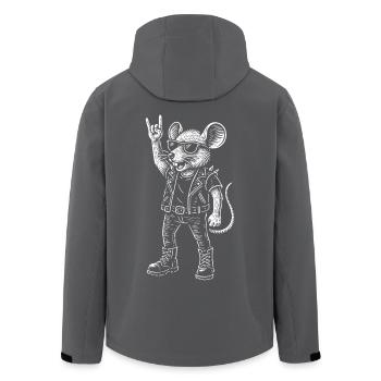 Musique rock, Souris, Heavy metal, Drôle, Rétro - Veste softshell homme en polyester recyclé Stanley/Stella - charbon - Dos - AI Model Male 185 light (185cm)