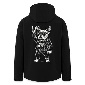 Heavy Metal Hund Rock Musik Französische Bulldogge - Recycelte Männer Softshell-Jacke von Stanley/Stella - Schwarz - Hinten - AI Model Male 185 light (185cm)