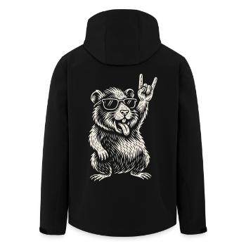 Cochon d’Inde Rock Musique Drôle Heavy Metal Rétro - Veste softshell homme en polyester recyclé Stanley/Stella - noir - Dos - AI Model Male 185 light (185cm)