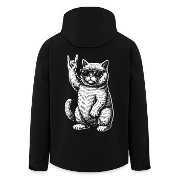 Rock Musik Lustiges Retro Heavy Metal Katzen - Recycelte Männer Softshell-Jacke von Stanley/Stella - Schwarz - Hinten - AI Model Male 185 light (185cm)