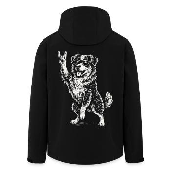 Rockmusik Lustiger Australischer Schäferhund Heavy - Recycelte Männer Softshell-Jacke von Stanley/Stella - Schwarz - Hinten - AI Model Male 185 light (185cm)