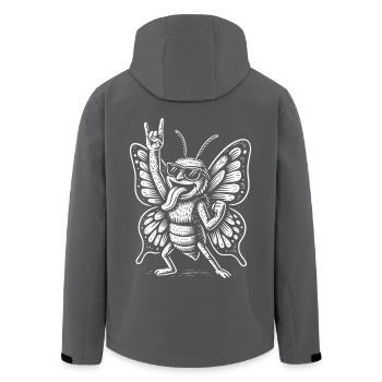 Musique Rock, Papillon, Drôle, Heavy Metal - Veste softshell homme en polyester recyclé Stanley/Stella - charbon - Dos - AI Model Male 185 light (185cm)