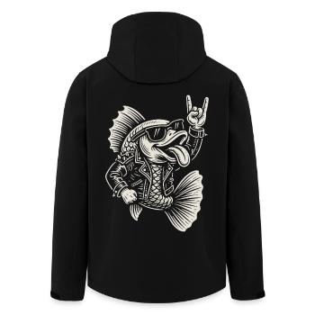 Rockmusik Lustige Fische Metallmusik Goldfisch - Recycelte Männer Softshell-Jacke von Stanley/Stella - Schwarz - Hinten - AI Model Male 185 light (185cm)