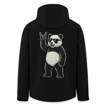 Panda Rock Musik Heavy Metal Lustige Vibes - Recycelte Männer Softshell-Jacke von Stanley/Stella - Schwarz - Hinten - AI Model Male 185 light (185cm)