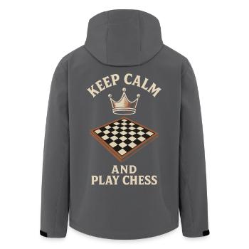 Restez calme et jouez à la conception de jeux de société d’échecs - Veste softshell homme en polyester recyclé Stanley/Stella - charbon - Dos - AI Model Male 185 light (185cm)