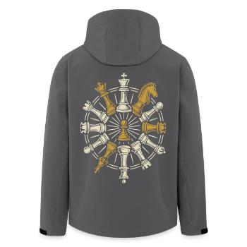 Chess Pieces Wheel Mandala Chess Player Board Game - Men’s Recycled Softshell Jacket by Stanley/Stella - black - Back - AI Model Male 185 light (185cm)