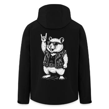 Rock Music, Funny, Heavy Metal, Retro, Hamster - Men’s Recycled Softshell Jacket by Stanley/Stella - black - Back - AI Model Male 185 light (185cm)