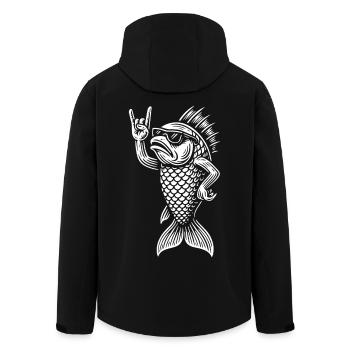 Heavy Metal Guppy Fisch Lustige Rockmusik Vibes - Recycelte Männer Softshell-Jacke von Stanley/Stella - Schwarz - Hinten - AI Model Male 185 light (185cm)