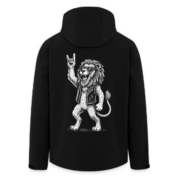 Rockmusik Löwe Lustig Heavy Metal Retro - Recycelte Männer Softshell-Jacke von Stanley/Stella - Schwarz - Hinten - AI Model Male 185 light (185cm)