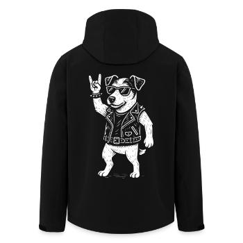 Metal Music Jack Russell Terrier Rock Funny - Men’s Recycled Softshell Jacket by Stanley/Stella - black - Back - AI Model Male 185 light (185cm)