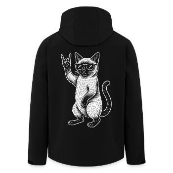 Rockmusik Lustig Heavy Metal Siamkatze Retro - Recycelte Männer Softshell-Jacke von Stanley/Stella - Schwarz - Hinten - AI Model Male 185 light (185cm)