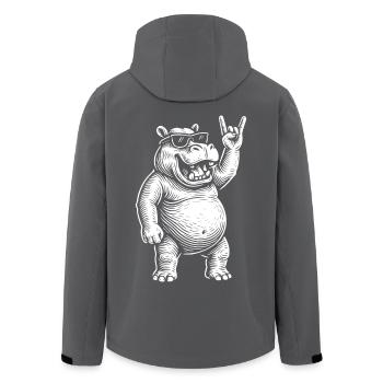 Rockmusik Heavy Metal Lustiges Nilpferd Retro - Recycelte Männer Softshell-Jacke von Stanley/Stella - Anthrazit - Hinten - AI Model Male 185 light (185cm)