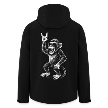 Rockmusik Lustig Heavy Metal Affe Retro - Recycelte Männer Softshell-Jacke von Stanley/Stella - Schwarz - Hinten - AI Model Male 185 light (185cm)