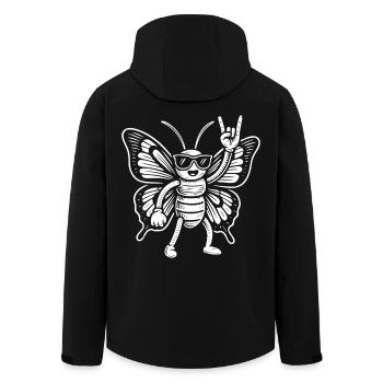 Lustiger Schmetterling Rockmusik Heavy Metal Humor - Recycelte Männer Softshell-Jacke von Stanley/Stella - Schwarz - Hinten - AI Model Male 185 light (185cm)