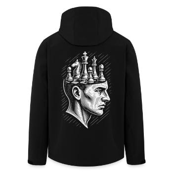 Chess Enthusiast Ghost Chess Player - Men’s Recycled Softshell Jacket by Stanley/Stella - black - Back - AI Model Male 185 light (185cm)