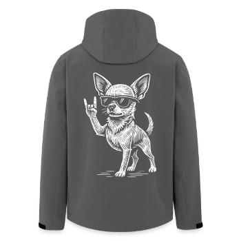 Chihuahua Rock Music Metal Vibes Funny Dog - Men’s Recycled Softshell Jacket by Stanley/Stella - anthracite - Back - AI Model Male 185 light (185cm)