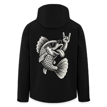 Rock Musique Poisson Drôle Metal Musique Rétro - Veste softshell homme en polyester recyclé Stanley/Stella - noir - Dos - AI Model Male 185 light (185cm)
