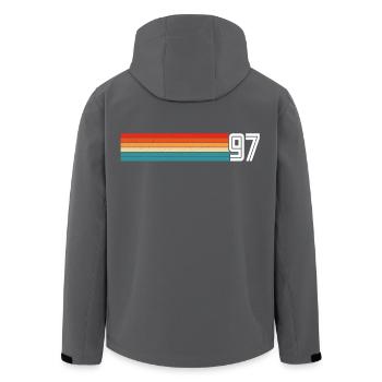 Retro 1997 t-shirt 97 vintage 1997 - Men’s Recycled Softshell Jacket by Stanley/Stella - black - Back - AI Model Male 185 light (185cm)