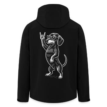 Rock Musik Funny Heavy Metal Retro Dachshund - Recycelte Männer Softshell-Jacke von Stanley/Stella - Schwarz - Hinten - AI Model Male 185 light (185cm)