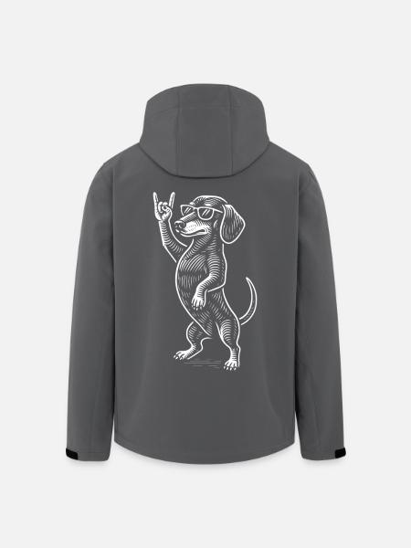 Rock Musik Funny Heavy Metal Retro Dachshund - Recycelte Männer Softshell-Jacke von Stanley/Stella - Schwarz