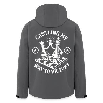 Castling on the Way to Victory Chess Player Fun - Men’s Recycled Softshell Jacket by Stanley/Stella - black - Back - AI Model Male 185 light (185cm)