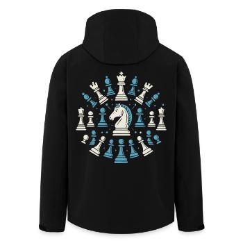 Chess Enthusiasts Circle Of Pieces Knight - Men’s Recycled Softshell Jacket by Stanley/Stella - black - Back - AI Model Male 185 light (185cm)