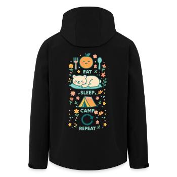 Eat Sleep Camp Repeat Funny Camper - Recycelte Männer Softshell-Jacke von Stanley/Stella - Schwarz - Hinten - AI Model Male 185 light (185cm)