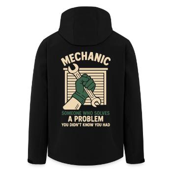 Mechanic Problem Solver Garage Funny Saying - Men’s Recycled Softshell Jacket by Stanley/Stella - black - Back - AI Model Male 185 light (185cm)
