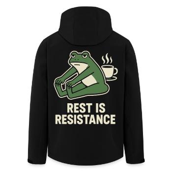 Ruhe Ist Widerstand Achtsamkeit Affirmation - Recycelte Männer Softshell-Jacke von Stanley/Stella - Schwarz - Hinten - AI Model Male 185 light (185cm)