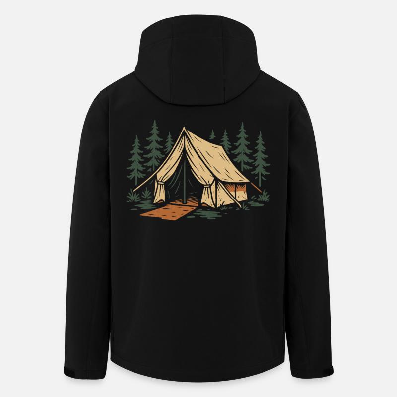 Lustiges Camping-abenteuer-zelt Wald - Recycelte Männer Softshell-Jacke von Stanley/Stella - Schwarz