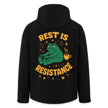 Calmness is resistance mindfulness affirmation - Men’s Recycled Softshell Jacket by Stanley/Stella - black - Back - AI Model Male 185 light (185cm)