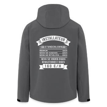 INSTALLATEUR STUNDENLOHN - Recycelte Männer Softshell-Jacke von Stanley/Stella - Schwarz - Hinten - AI Model Male 185 light (185cm)