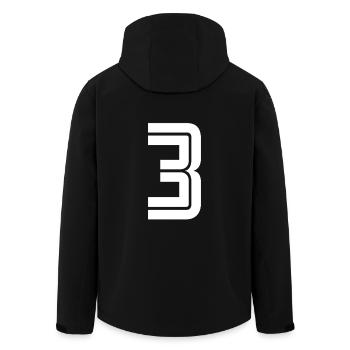 Trikotnummer 3 – Geschenk zum 3-jährigen Jubiläum - Recycelte Männer Softshell-Jacke von Stanley/Stella - Schwarz - Hinten - AI Model Male 185 light (185cm)