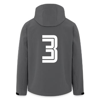 Trikotnummer 3 – Geschenk zum 3-jährigen Jubiläum - Recycelte Männer Softshell-Jacke von Stanley/Stella - Anthrazit - Hinten - AI Model Male 185 light (185cm)